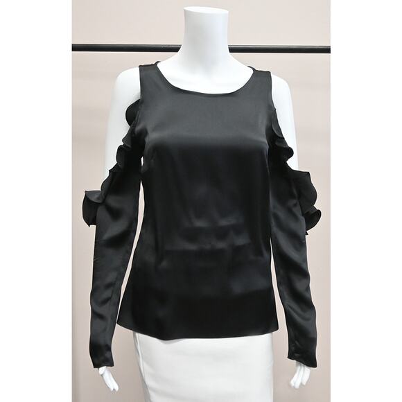Cushnie Et Ochs | Black Cold Shoulder Ruffle Sleeve Blouse | Size 0 - Picture 1 of 5